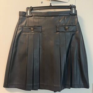 Faux Leather Pleated Mini Skirt